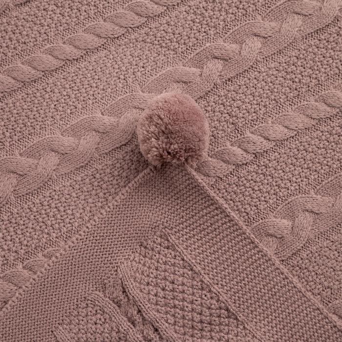 Плед вязаный детский «Крошка Я», рисунок косичка, 90×90 см, коричневый