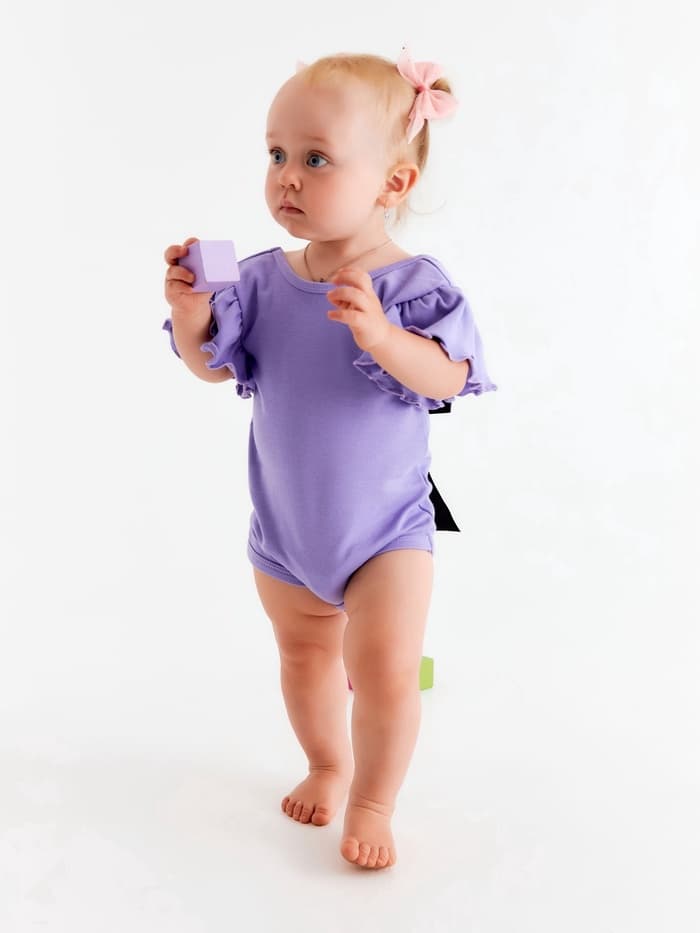 Боди для девочки «Крошка Я. Чёрный бант», рост 62-68 см, фиолетовое