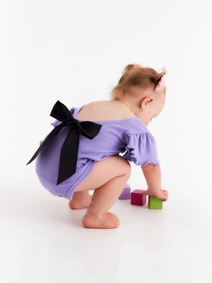 Боди для девочки «Крошка Я. Чёрный бант», рост 62-68 см, фиолетовое