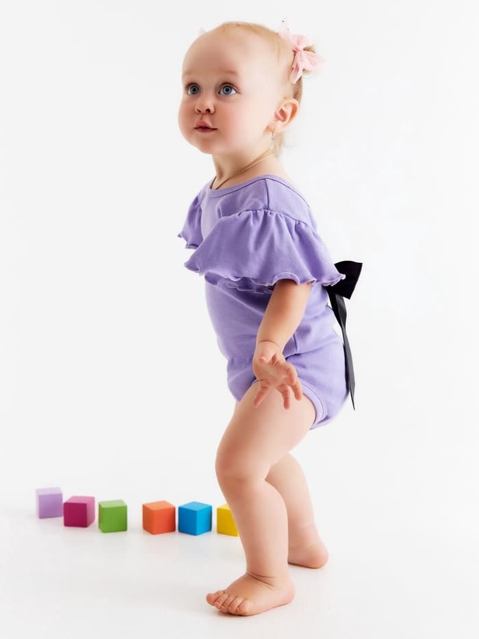 Боди для девочки «Крошка Я. Чёрный бант», рост 68-74 см, фиолетовое