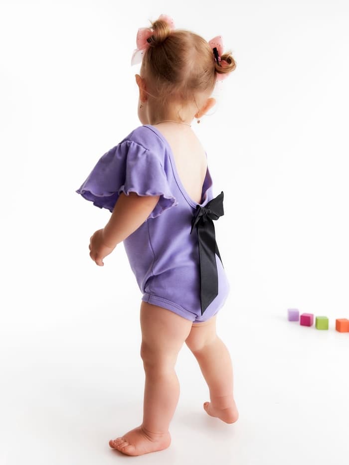 Боди для девочки «Крошка Я. Чёрный бант», рост 68-74 см, фиолетовое