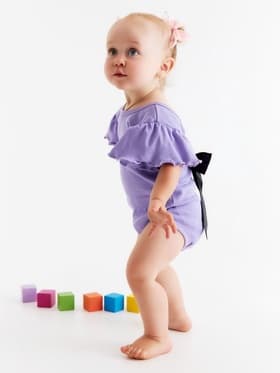 Боди для девочки «Крошка Я. Чёрный бант» рост 74-80 см, фиолетовое