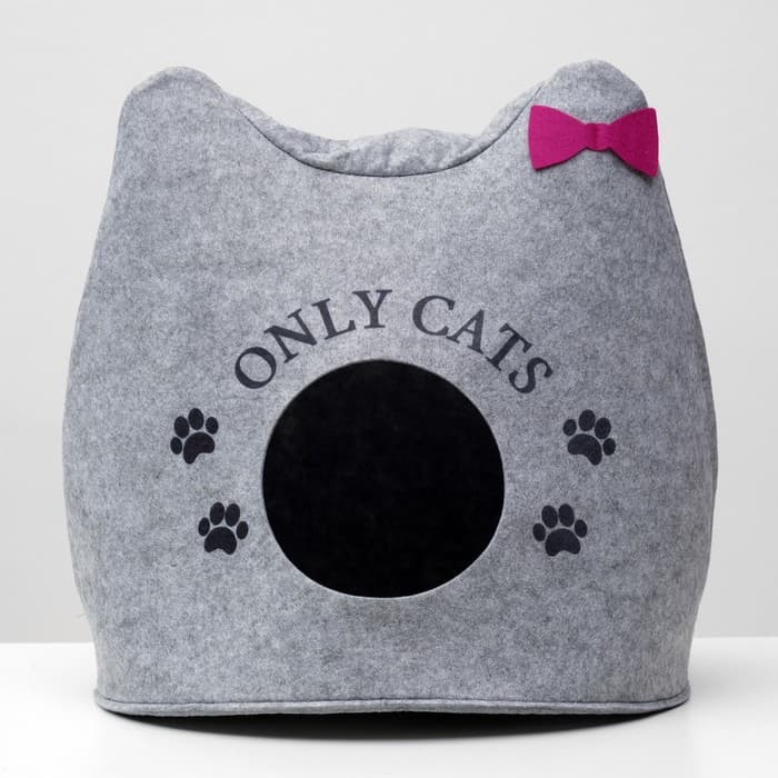 Домик для животных «Ушастик ONLY CATS», 46×46×43 см, войлок, серый