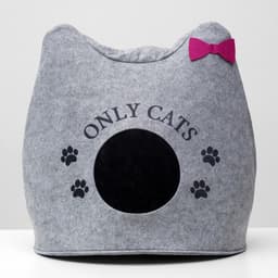 Домик для животных «Ушастик ONLY CATS», 46×46×43 см, войлок, серый