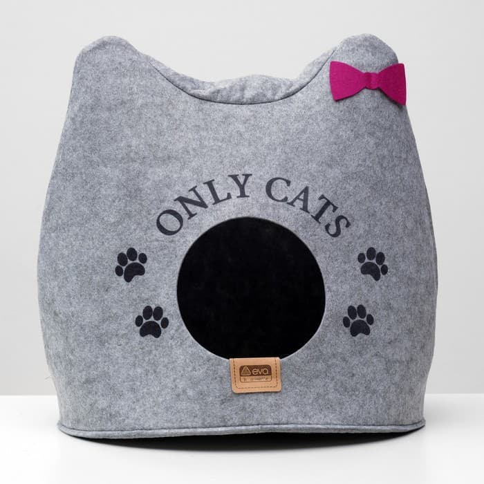 Домик для животных «Ушастик ONLY CATS», 46×46×43 см, войлок, серый