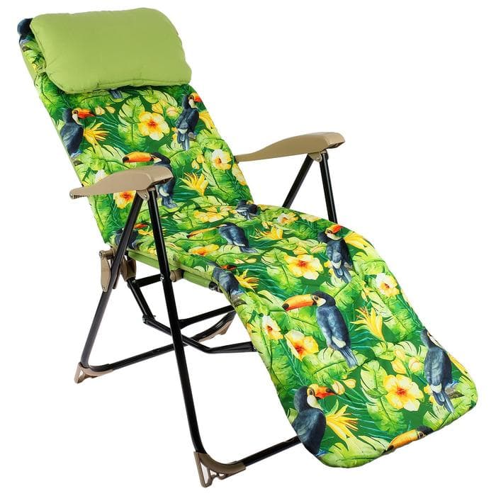 Кресло - шезлонг Nika, 82×59×117 см, принт с туканами