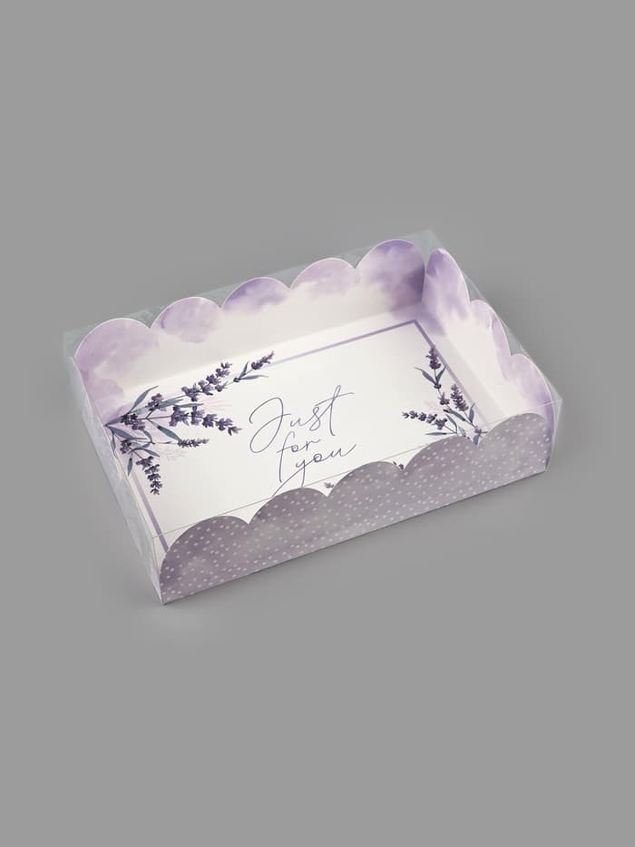 Коробка для печенья, кондитерская упаковка с пластиковой крышкой, Just for you, 20×30×8 см