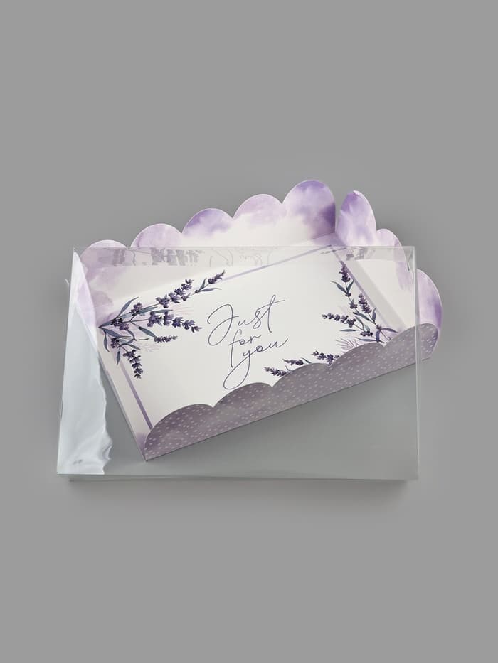 Коробка для печенья, кондитерская упаковка с пластиковой крышкой, Just for you, 20×30×8 см