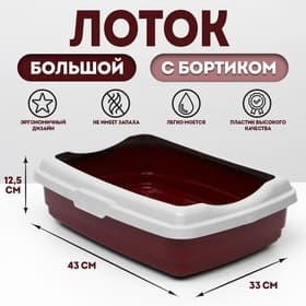Лоток большой с бортиком Atlantis «Стандарт», 43×33×12.5 см, красный