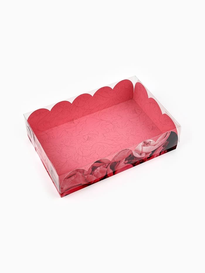 Коробка для печенья, кондитерская упаковка с пластиковой крышкой, Enjoy every moment, 20×30×8 см