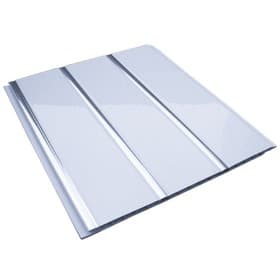 Панель потолочная ПВХ, 3000×200 мм, цвет белый/лак серебро