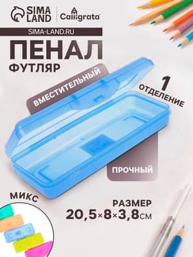 Пенал - футляр Calligrata «Школьный», 80×205×38 мм, полупрозрачный. пластиковый, МИКС