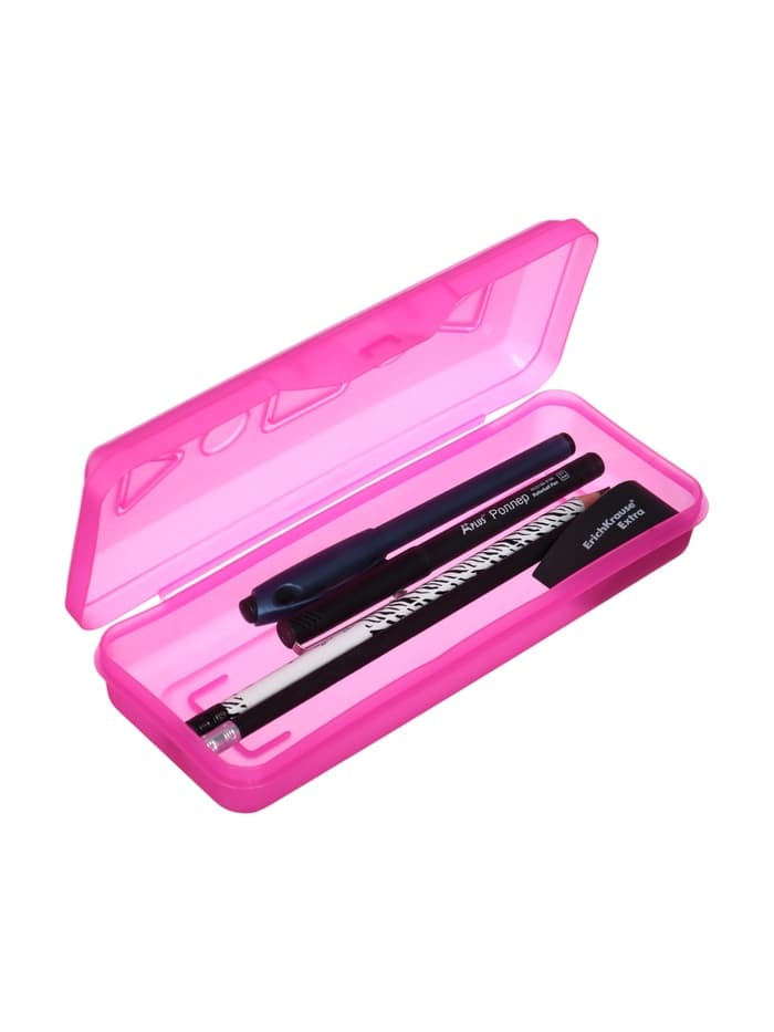 Пенал - футляр Calligrata «Школьный», 80×205×38 мм, полупрозрачный. пластиковый, МИКС