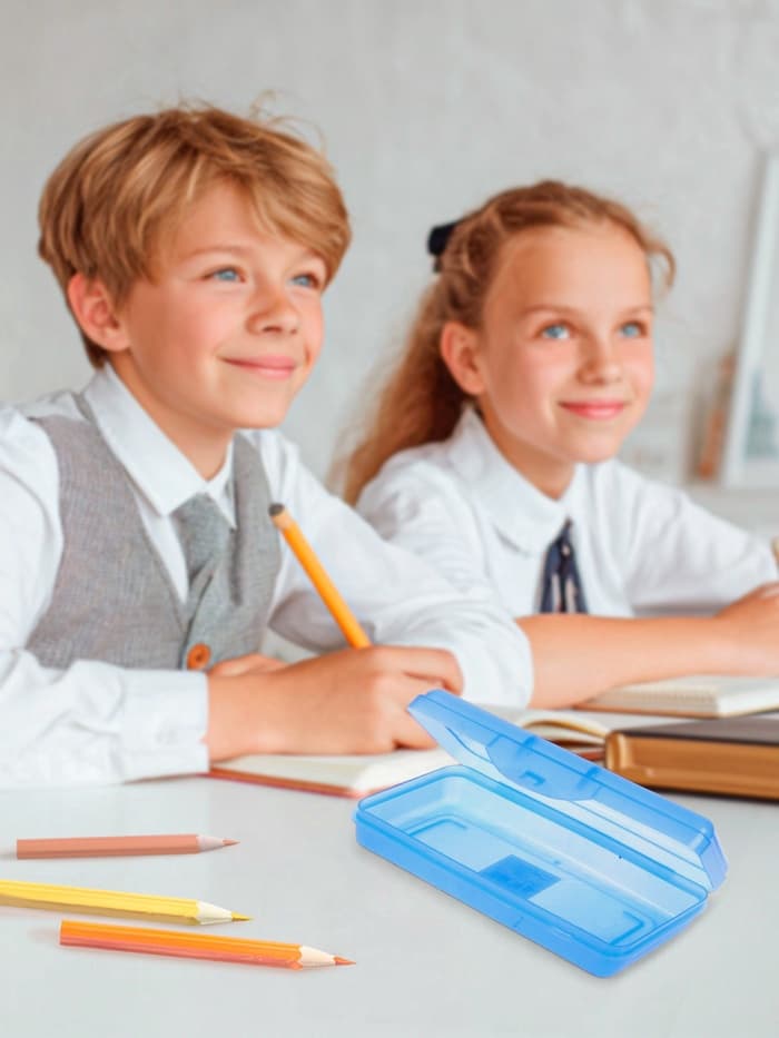 Пенал - футляр Calligrata «Школьный», 80×205×38 мм, полупрозрачный. пластиковый, МИКС