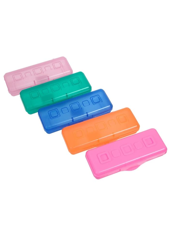 Пенал - футляр Calligrata «Школьный», 80×205×38 мм, полупрозрачный. пластиковый, МИКС