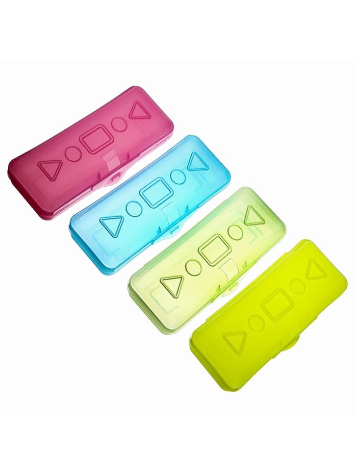 Пенал - футляр Calligrata «Школьный», 80×205×38 мм, полупрозрачный. пластиковый, МИКС