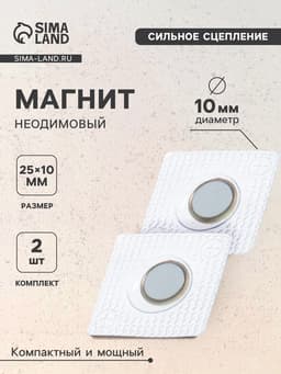 Магнит неодимовый для авто, d=10 мм, набор 2 шт.