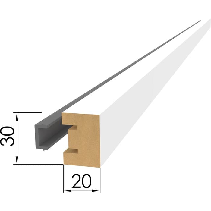 Интерьерная рейка МДФ «Милана», 2700×30×20 мм, цвет белый