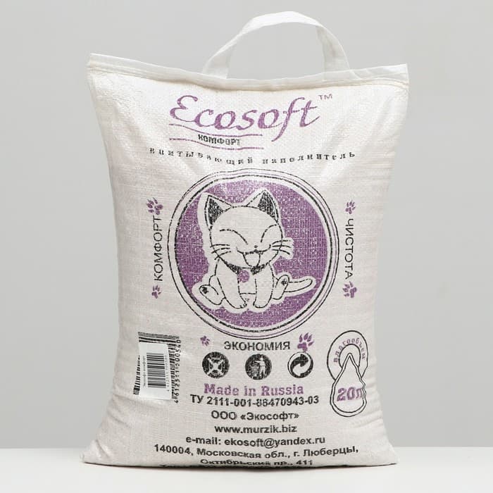 Наполнитель минеральный с добавлением силикагеля «Экософт-Комфорт», 20 л