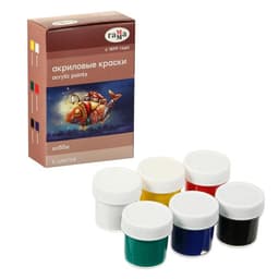 Краска акриловая, набор 6 цветов × 20 мл, Гамма «Хобби», морозостойкая, глянцевая