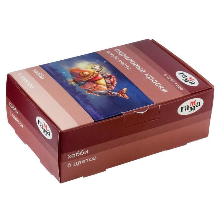 Краска акриловая, набор 6 цветов × 20 мл, Гамма «Хобби», морозостойкая, глянцевая