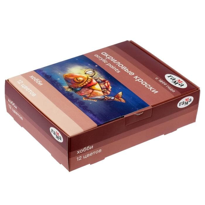 Краска акриловая, набор 12 цветов × 20 мл, Гамма «Хобби», морозостойкая, глянцевая