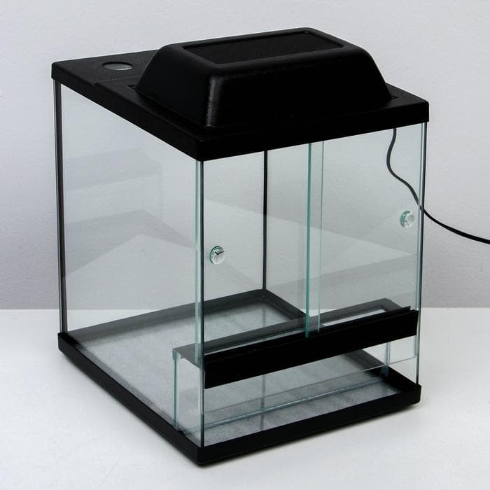 Террариум с раздвижными дверцами 30 л, черный 30×30×35 см