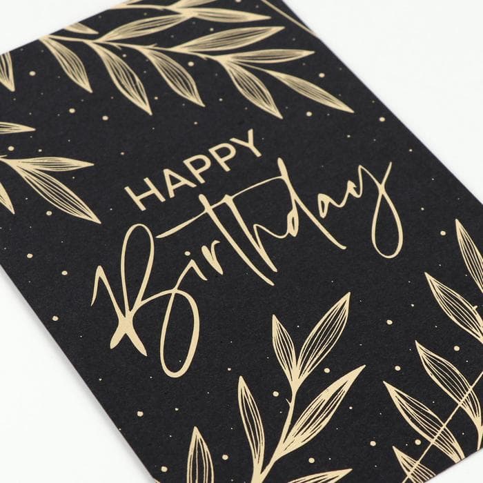 Открытка на черном крафте Happy Birthday, 10×15 см