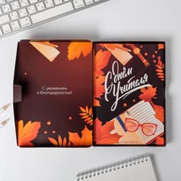 Ежедневник недатированный, А5, 80 л., в подарочной коробке, твердая обложка «С днём учителя»