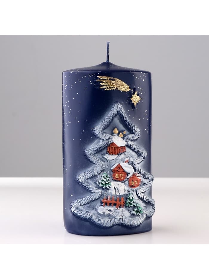 Свеча - цилиндр «Рождественский вечер», 6×8×15 см