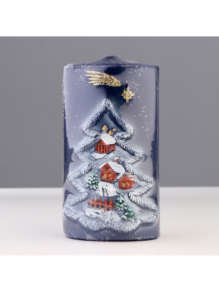 Свеча - цилиндр «Рождественский вечер», 6×8×15 см