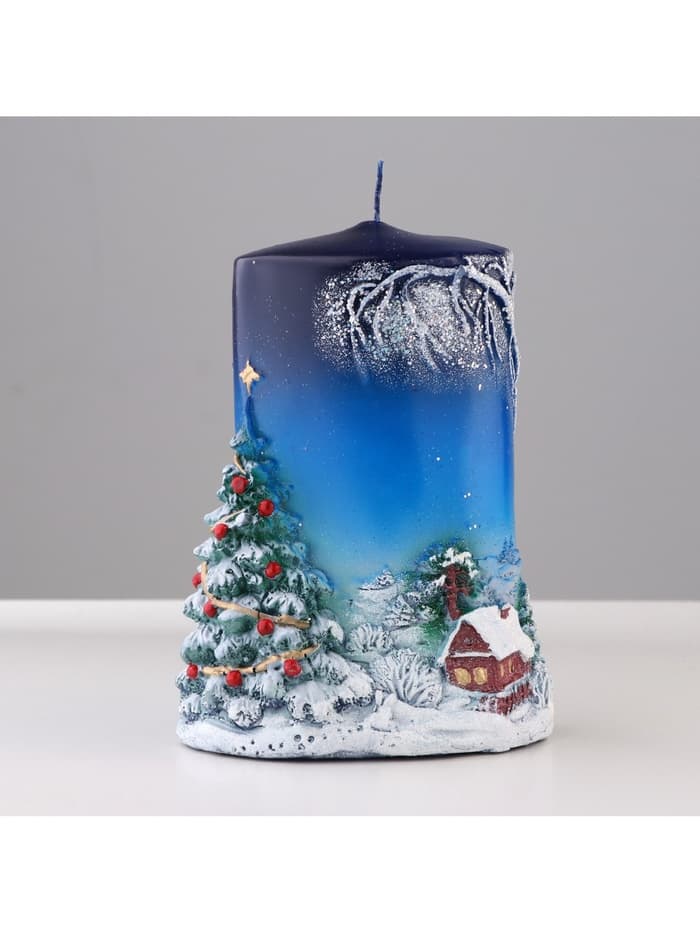 Свеча - цилиндр «Зимняя», 8×11.5×15 см