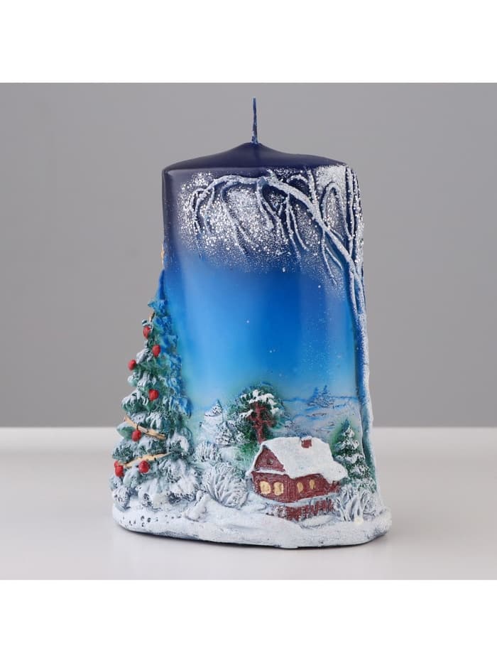 Свеча - цилиндр «Зимняя», 8×11.5×15 см