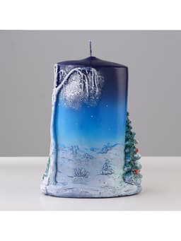Свеча - цилиндр «Зимняя», 8×11.5×15 см