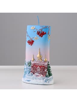 Свеча - цилиндр «Зимняя рябина», 9.5×4×15.5 см