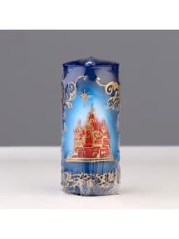 Свеча - цилиндр «С Храмом, резной», 4.3×4.3×9.5 см