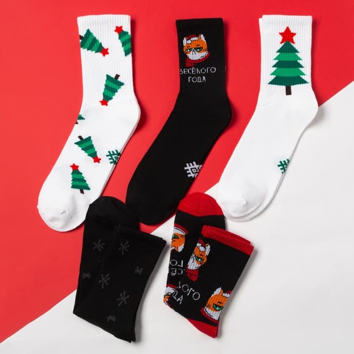 Носки мужские новогодние KAFTAN «Весёлого года», набор 5 пар, 41-44 (27-29 см)