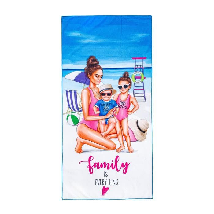 Полотенце пляжное в сумке Этель «Family» 70×140 см, микрофибра