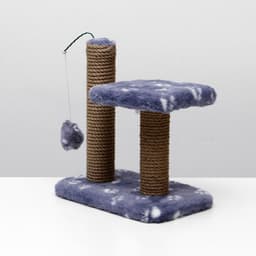 Когтеточка для котят двойная, 30×20×34 см, джут, серая с лапками