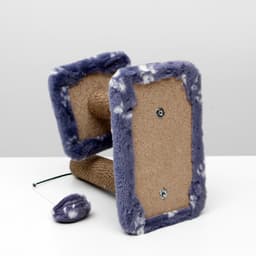 Когтеточка для котят двойная, 30×20×34 см, джут, серая с лапками