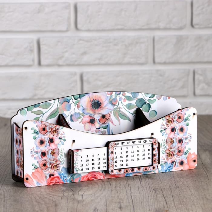 Органайзер для канцелярии «Цветочная долина», с вечным календарём