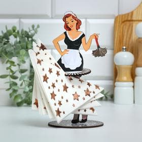 Салфетница фигурка Дарим Красиво «Девушка горничная», дерево, разноцветная