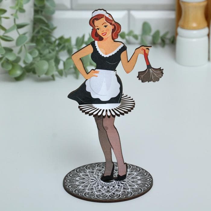 Салфетница фигурка Дарим Красиво «Девушка горничная», дерево, разноцветная