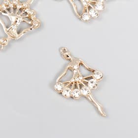 Декор для творчества металл, стразы «Балерина», золото, 3.4×2.2 см