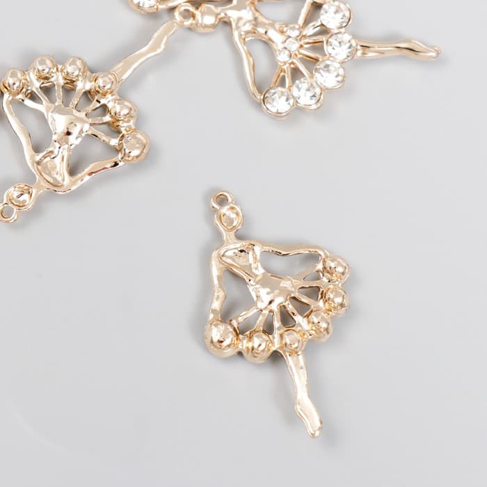 Декор для творчества металл, стразы «Балерина», золото, 3.4×2.2 см