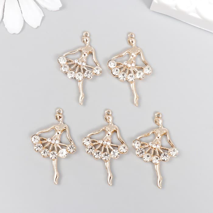 Декор для творчества металл, стразы «Балерина», золото, 3.4×2.2 см