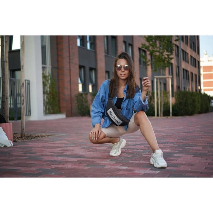 Сумка поясная, текстильная, отд. на молнии, черная, Heritage, 35 х 12 х 8 см