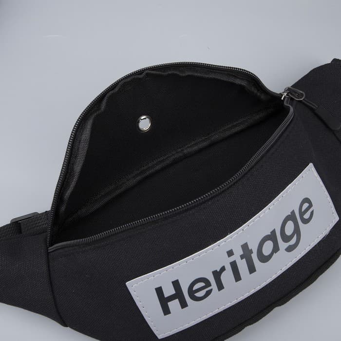 Сумка поясная, текстильная, отд. на молнии, черная, Heritage, 35 х 12 х 8 см