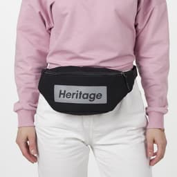 Сумка поясная, текстильная, отд. на молнии, черная, Heritage, 35 х 12 х 8 см