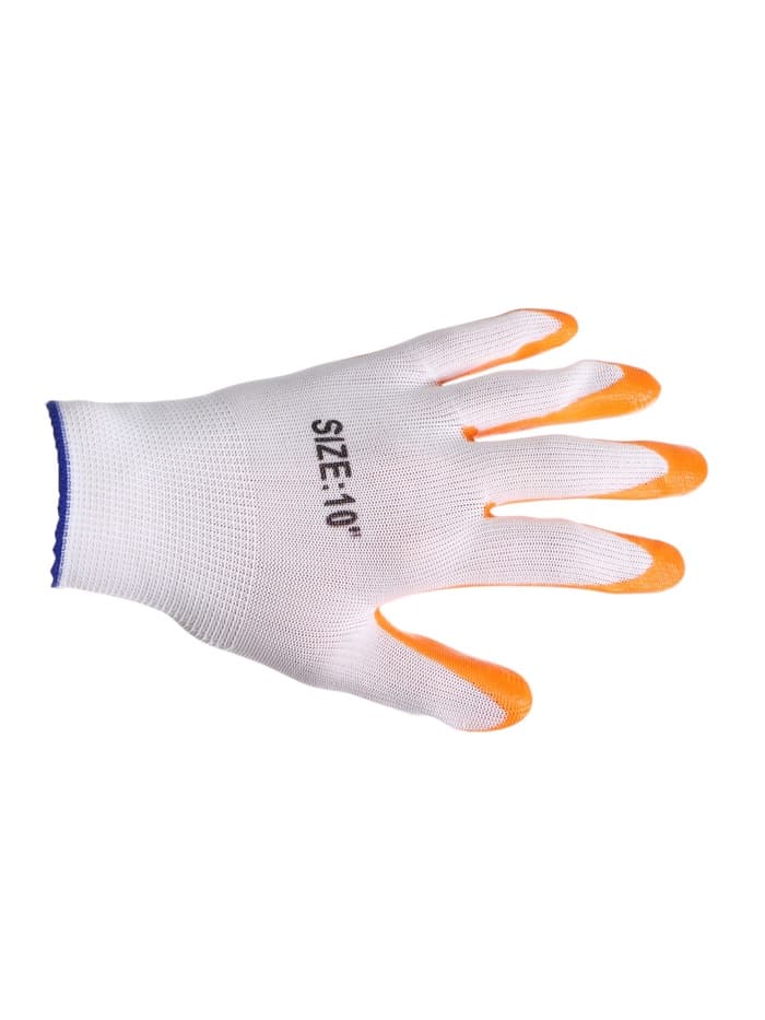 Перчатки садовые, нейлоновые, с нитриловым полуобливом, размер 10, оранжевые, Greengo